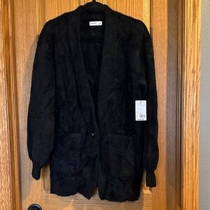 NWT Nine West Black Fuzzy Cardigan